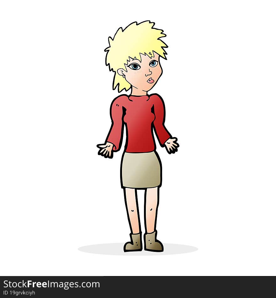 cartoon woman shrugging shoulders