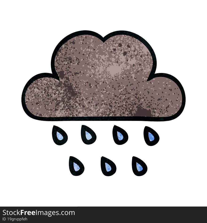 retro grunge texture cartoon storm rain cloud