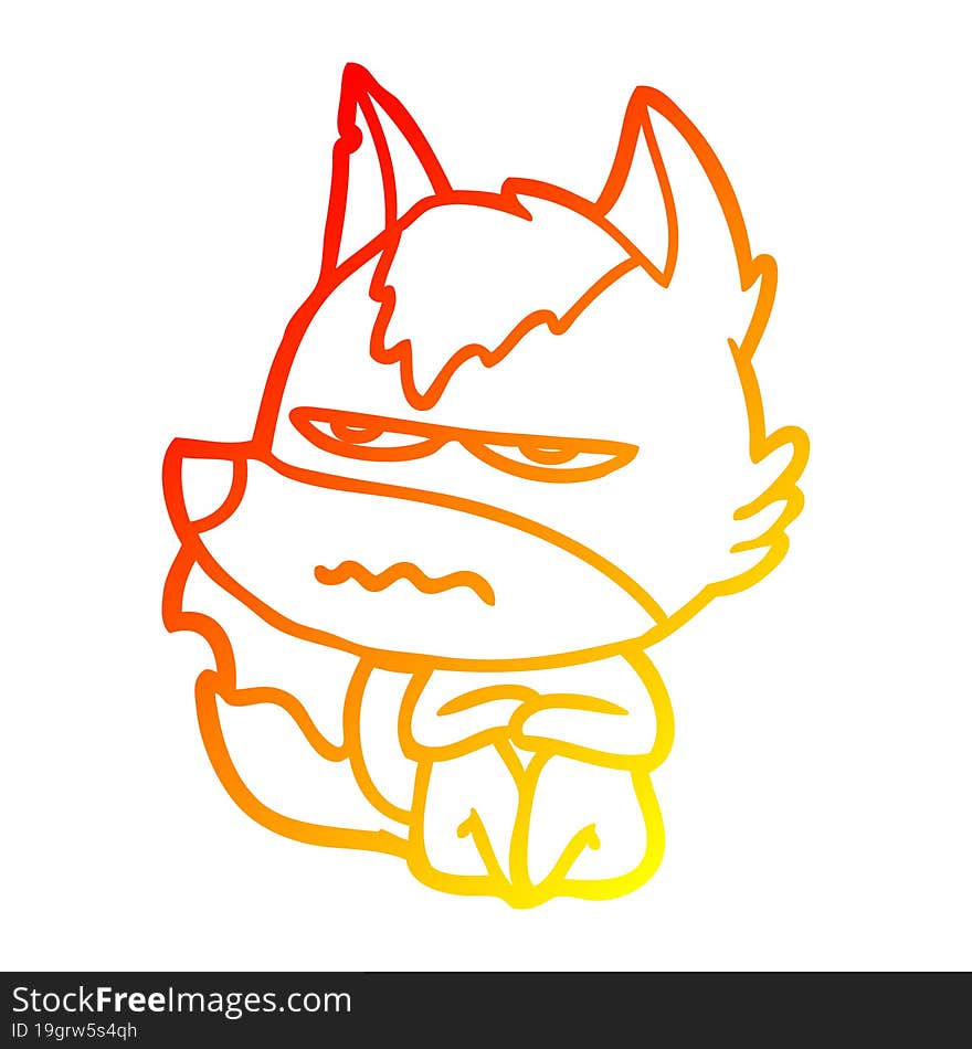 warm gradient line drawing cartoon annoyed wolf