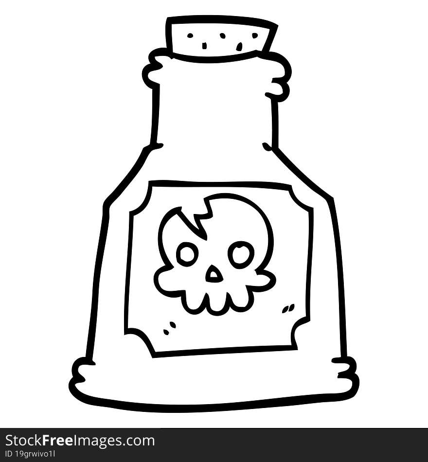 line drawing cartoon poison bottle