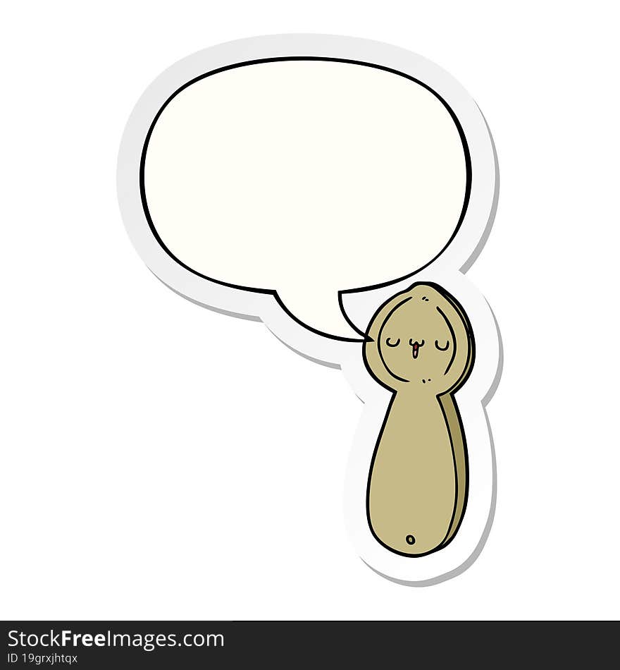 cartoon spoon with speech bubble sticker. cartoon spoon with speech bubble sticker