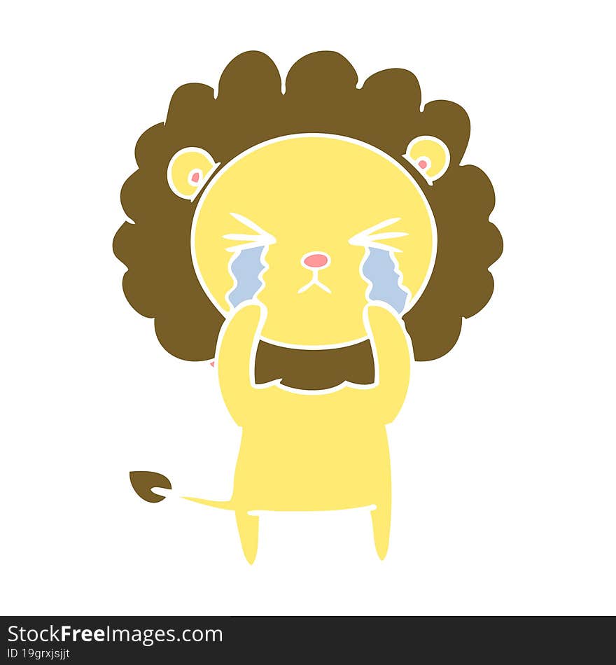 flat color style cartoon crying lion