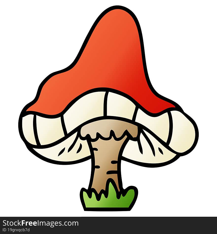 hand drawn gradient cartoon doodle of a single mushroom