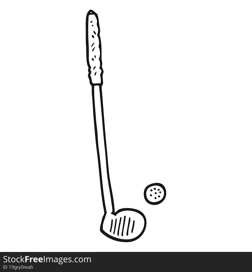 Black And White Cartoon Golf Club