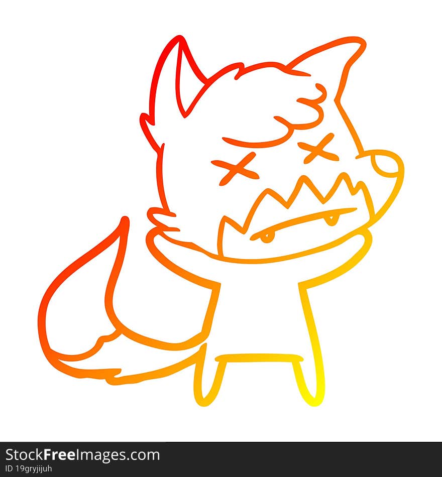 warm gradient line drawing cartoon cross eyed fox