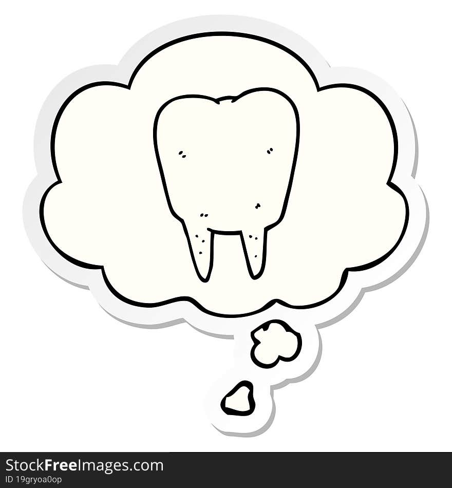 cartoon tooth and thought bubble as a printed sticker