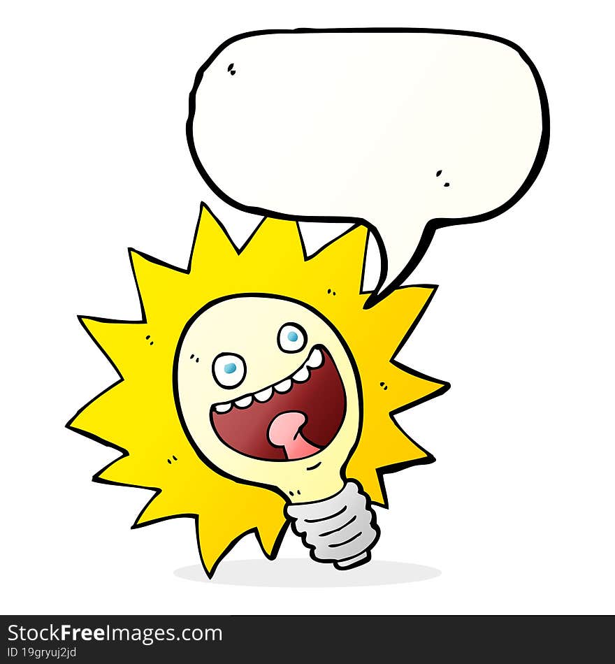 Cartoon Lightbulb With Speech Bubble