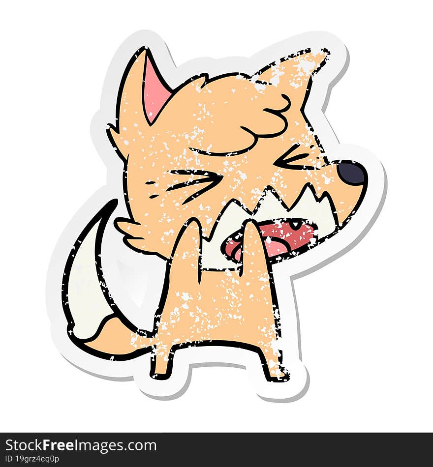 distressed sticker of a angry cartoon fox