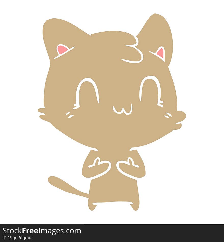 flat color style cartoon happy cat