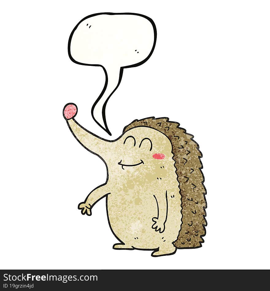 Speech Bubble Textured Cartoon Hedgehog