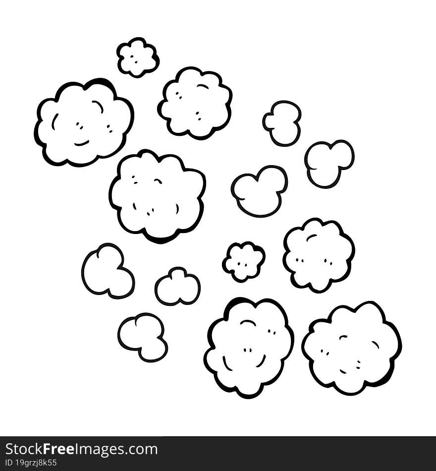 black and white cartoon smoke clouds