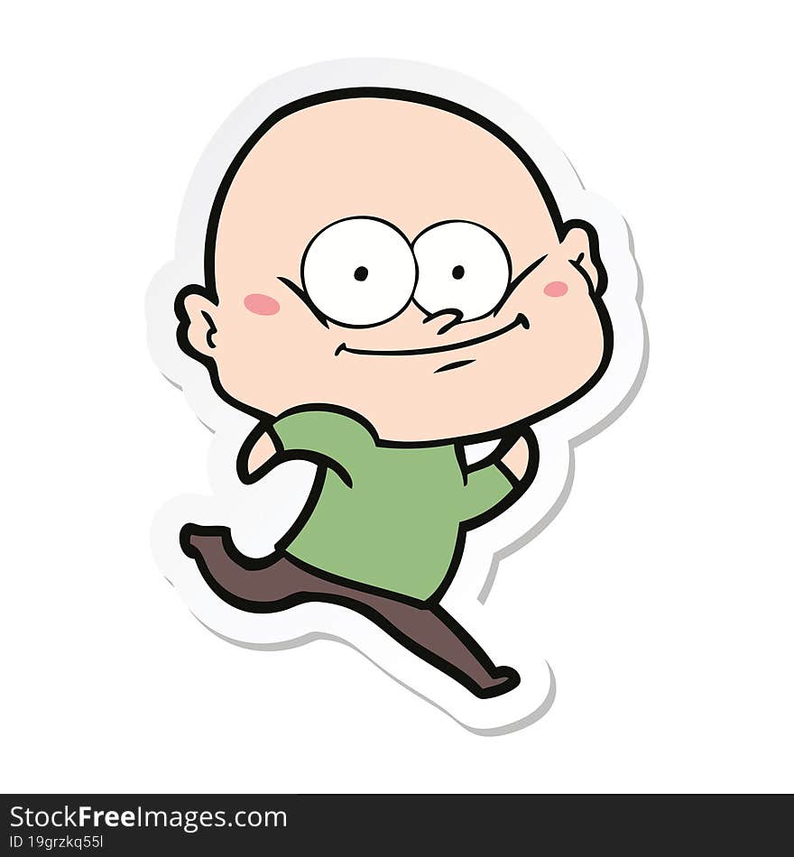 sticker of a cartoon bald man staring