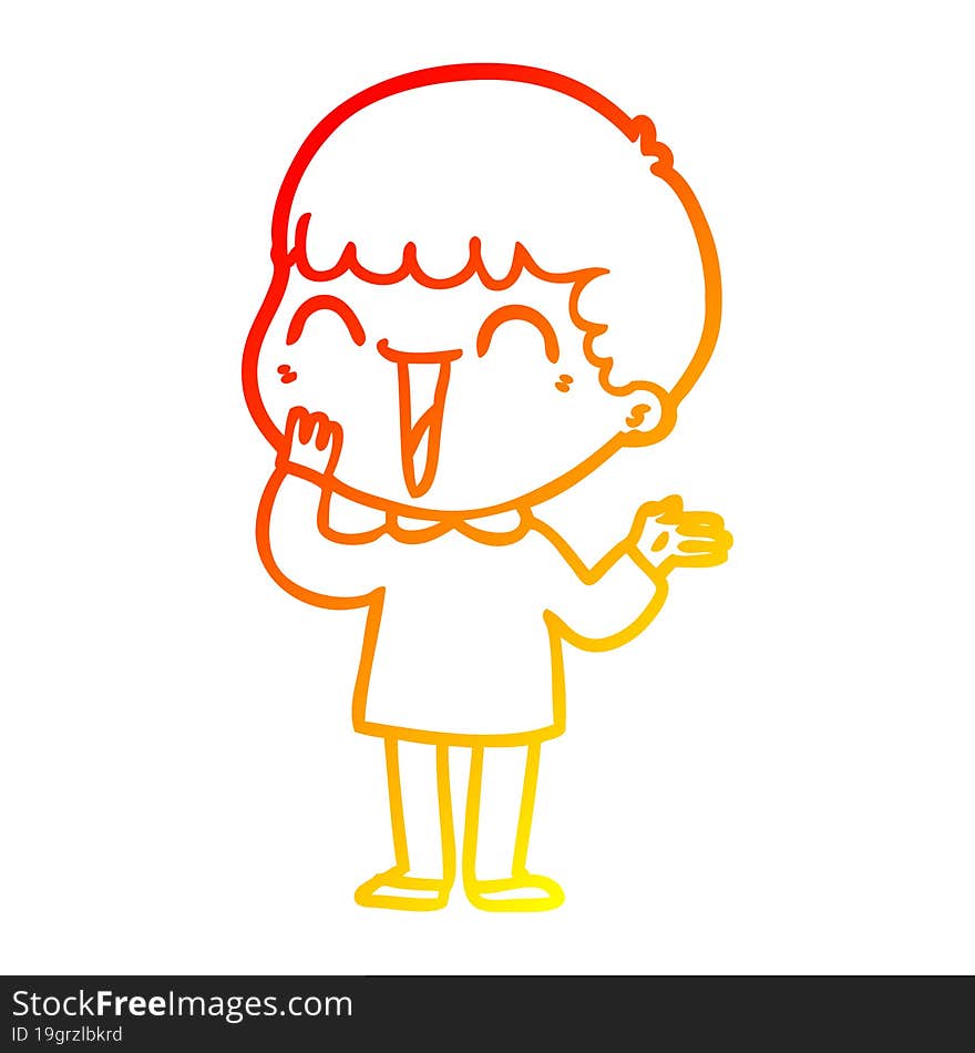 warm gradient line drawing of a cartoon happy man