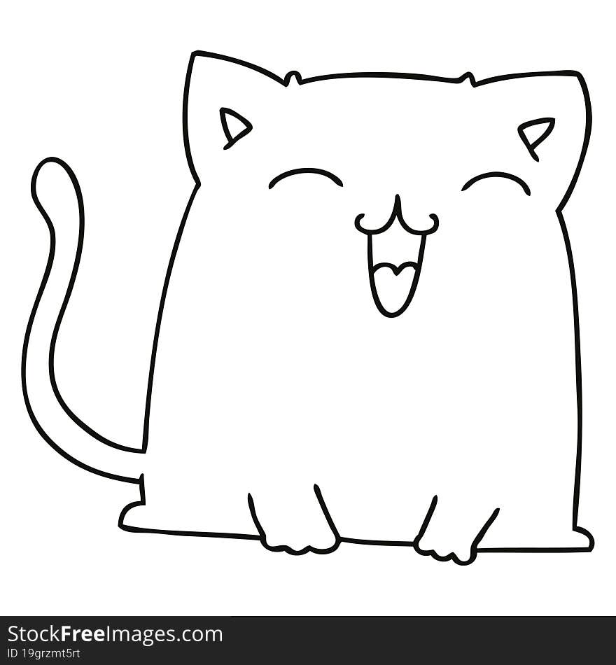 Quirky Line Drawing Cartoon Cat