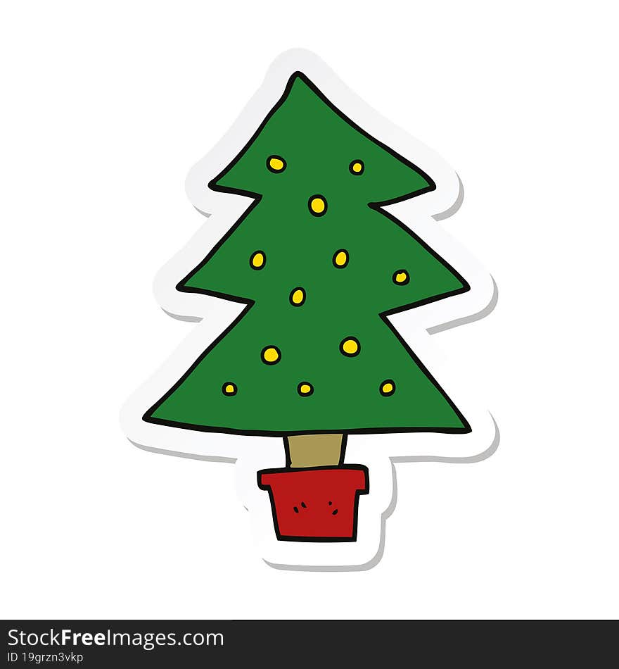 sticker of a cartoon christmas tree