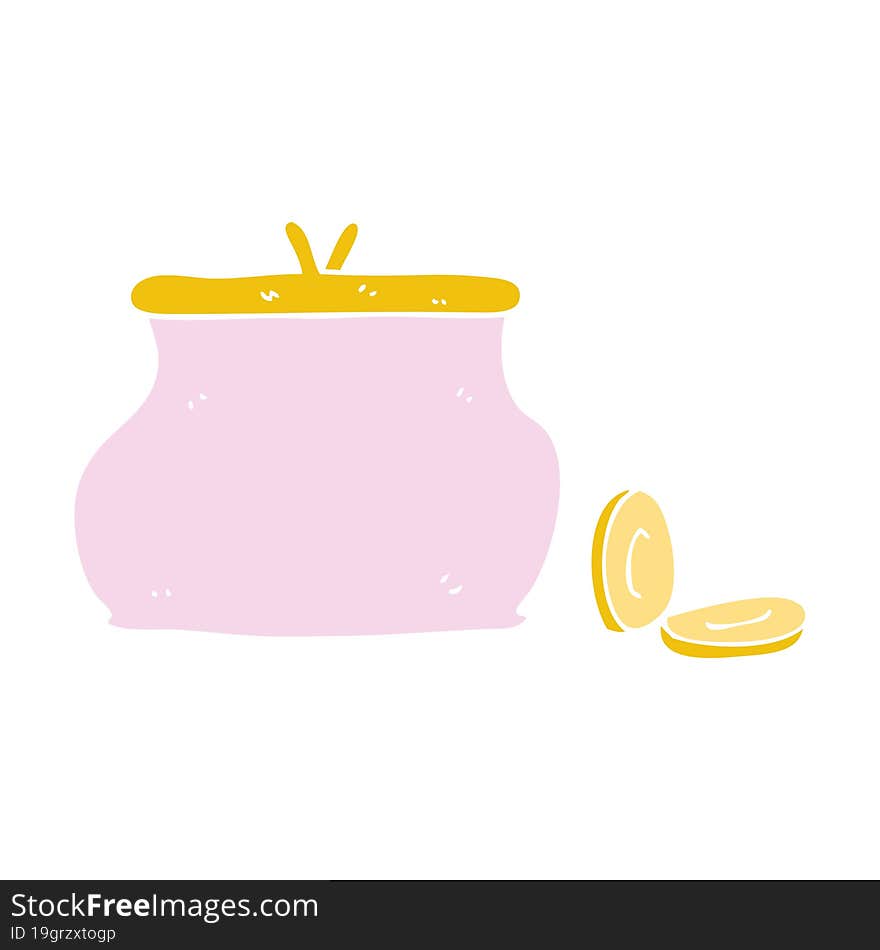 Flat Color Illustration Of A Cartoon Purse