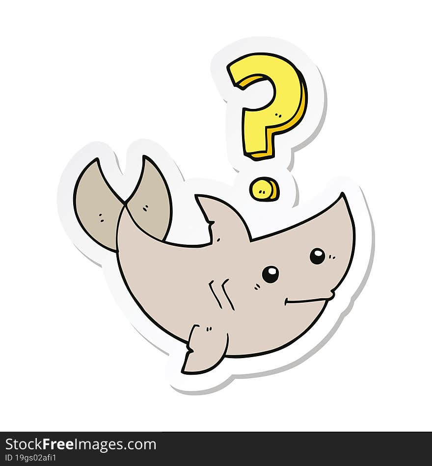 sticker of a cartoon shark asking question