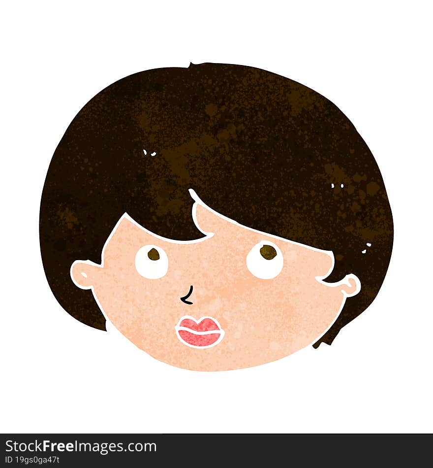 cartoon female face looking upwards