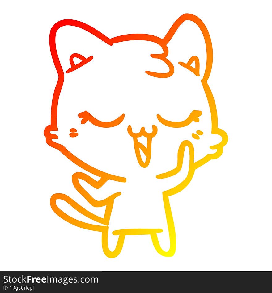 warm gradient line drawing happy cartoon cat