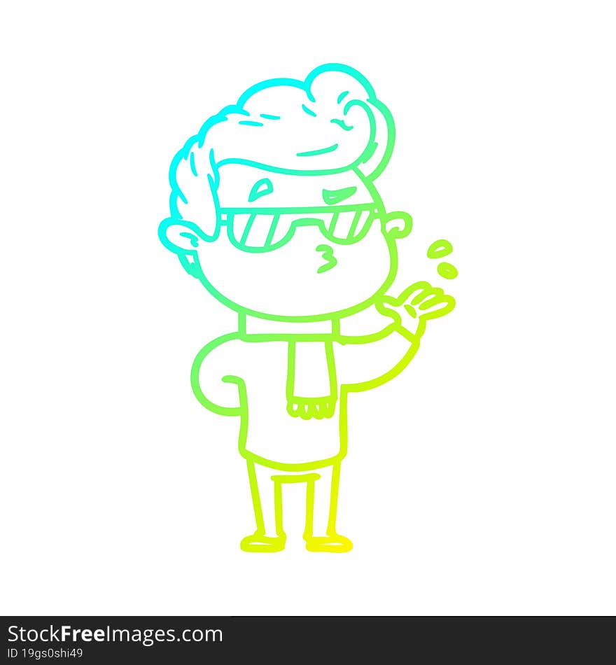 Cold Gradient Line Drawing Cartoon Cool Guy