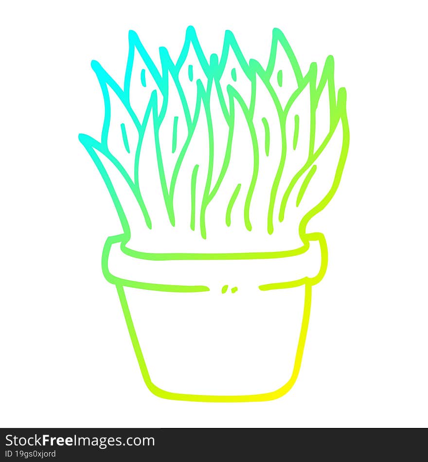 cold gradient line drawing of a cartoon house plant