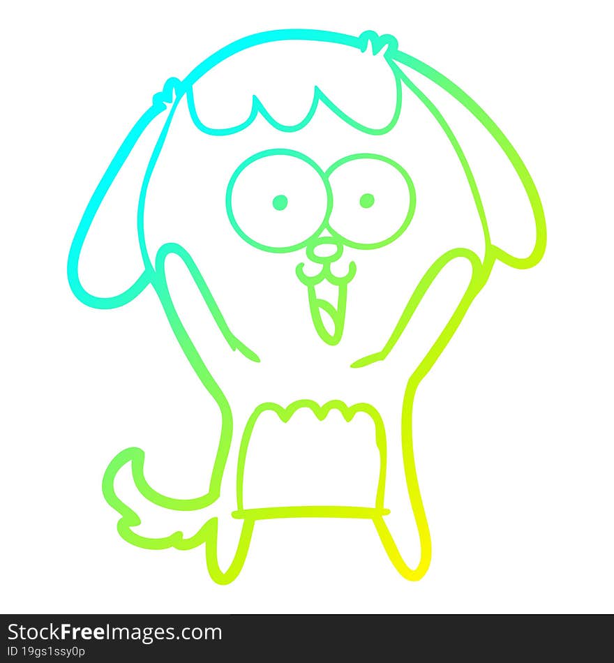 cold gradient line drawing of a cute cartoon dog