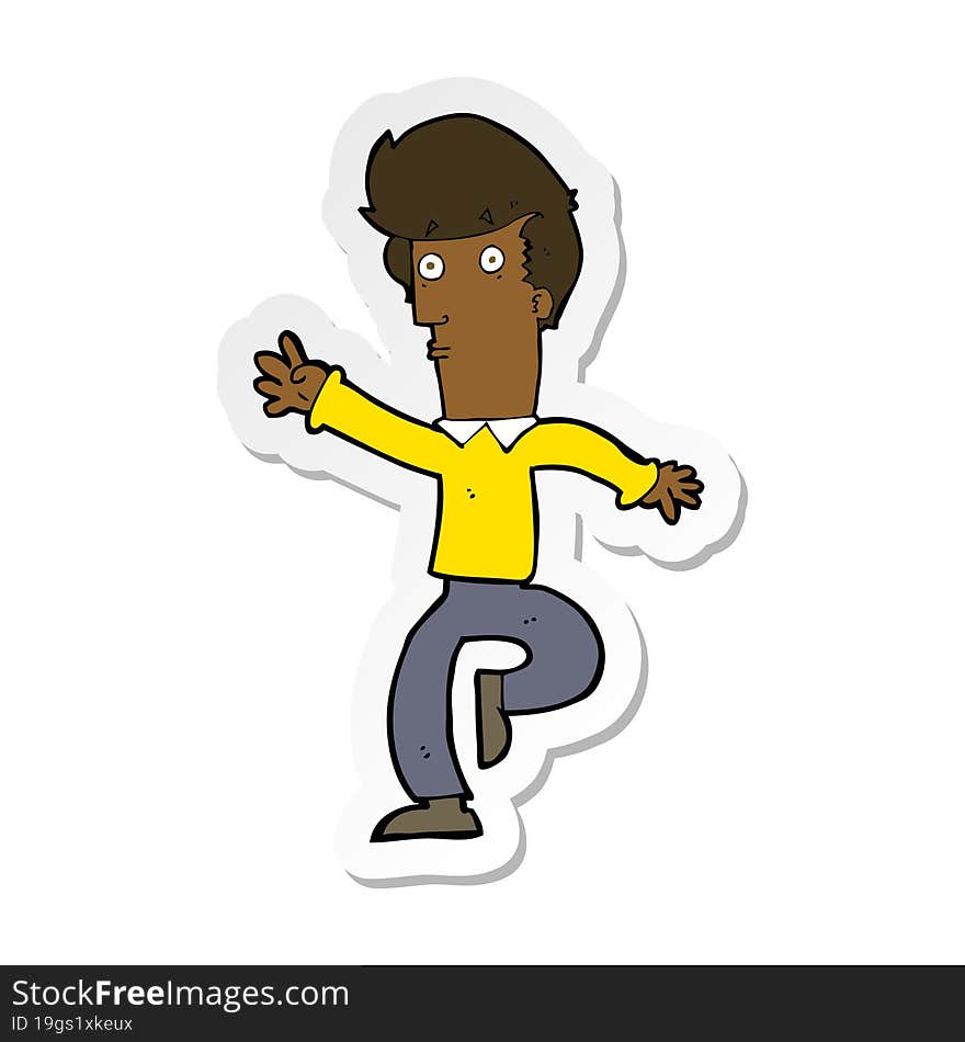 sticker of a cartoon rushing man