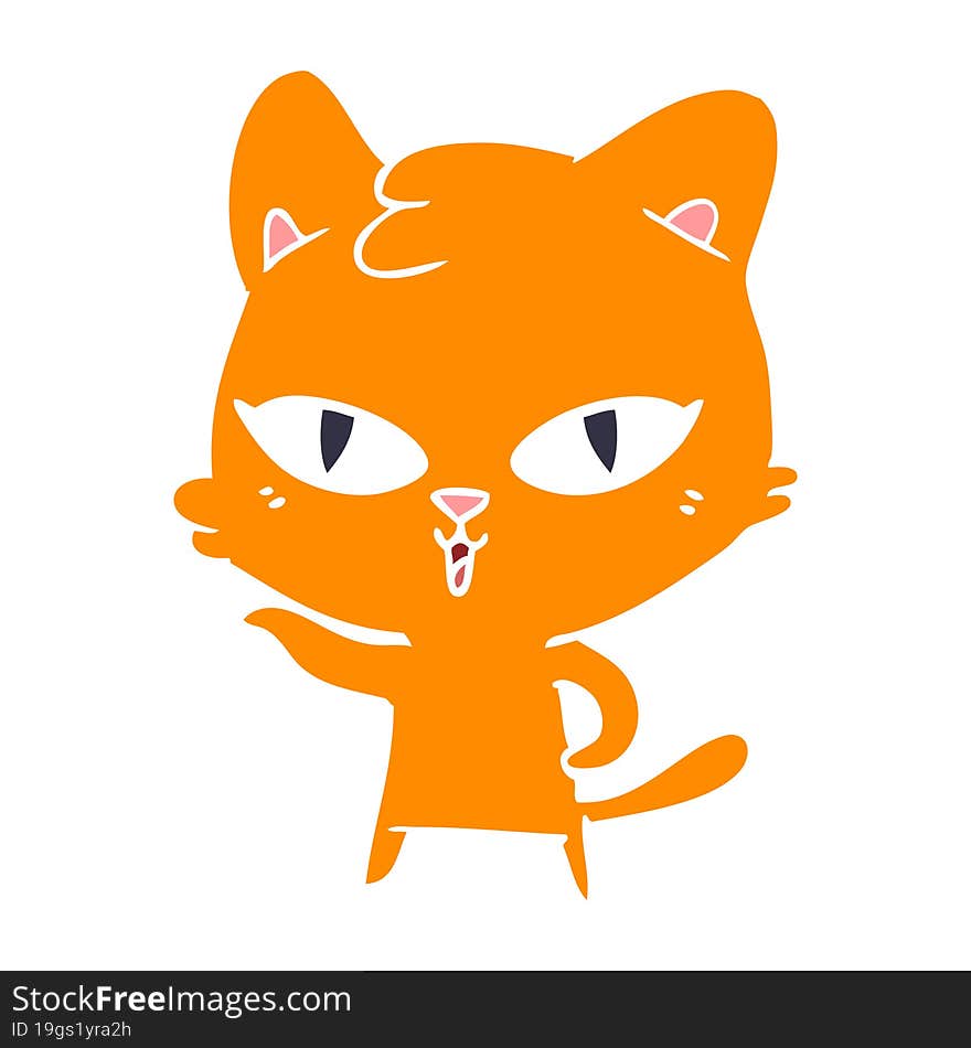 Flat Color Style Cartoon Cat