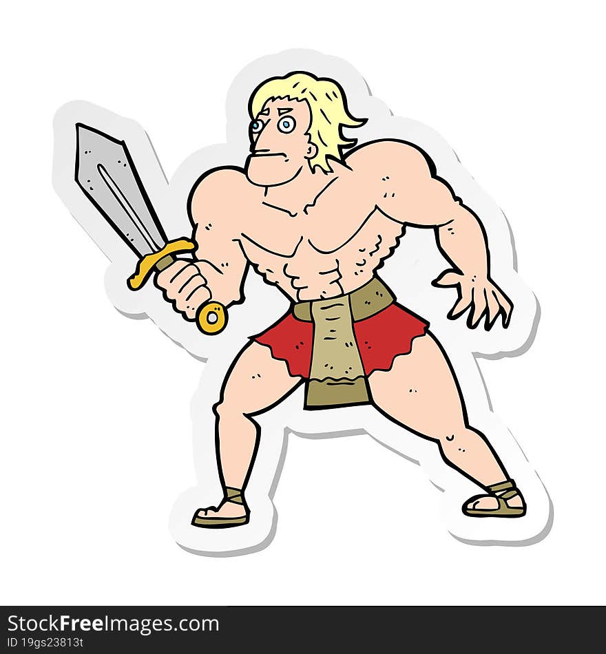 sticker of a cartoon fantasy hero man