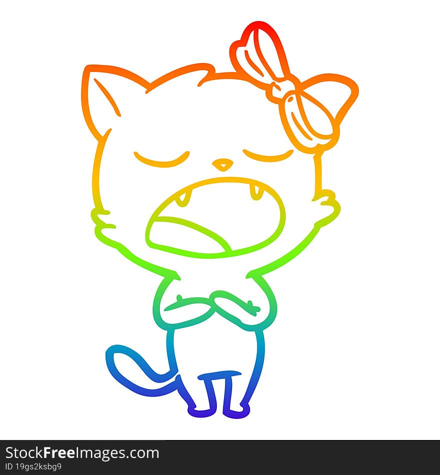 rainbow gradient line drawing cartoon singing cat