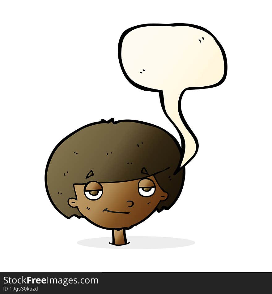 cartoon smug looking boy with speech bubble