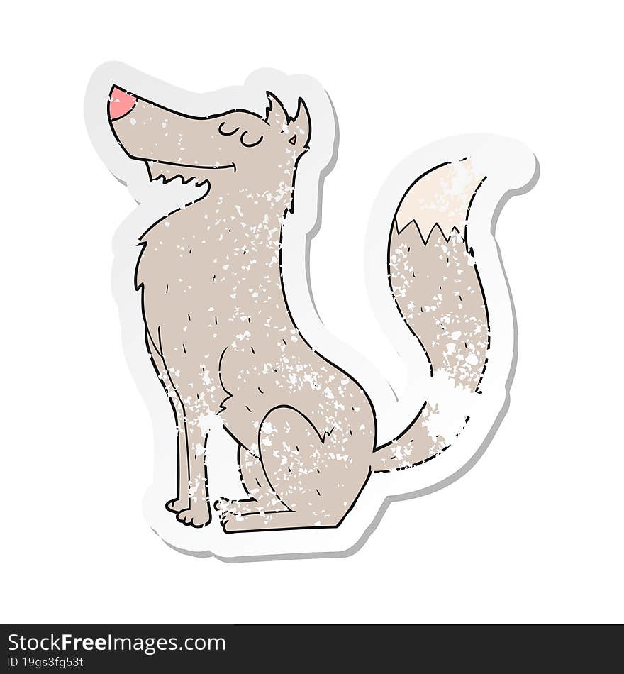 retro distressed sticker of a cartoon wolf