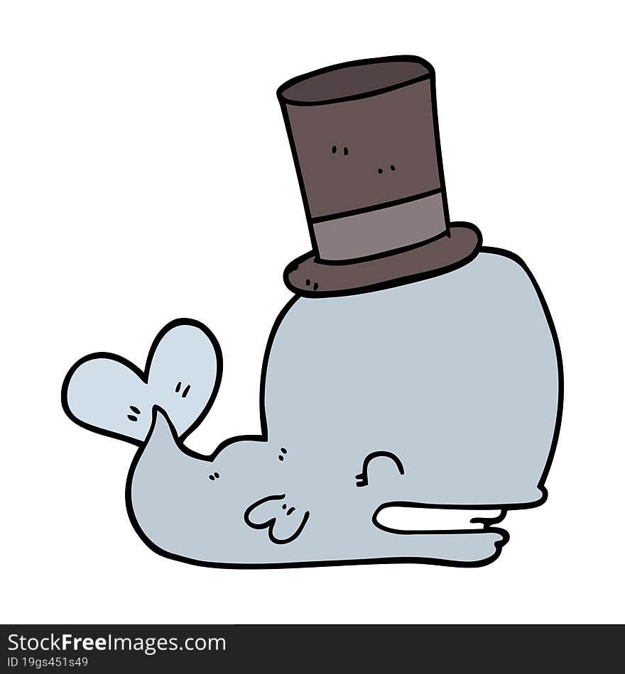 cartoon whale wearing top hat