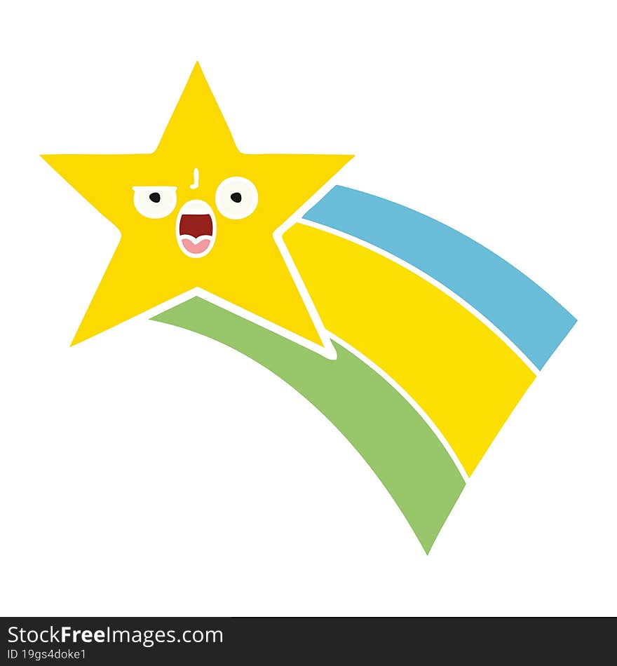 Flat Color Retro Cartoon Shooting Rainbow Star