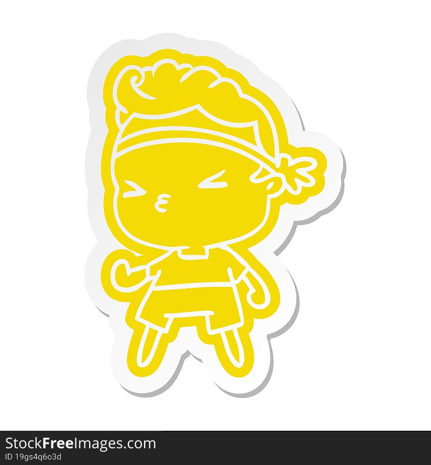 cartoon sticker kawaii working out boy