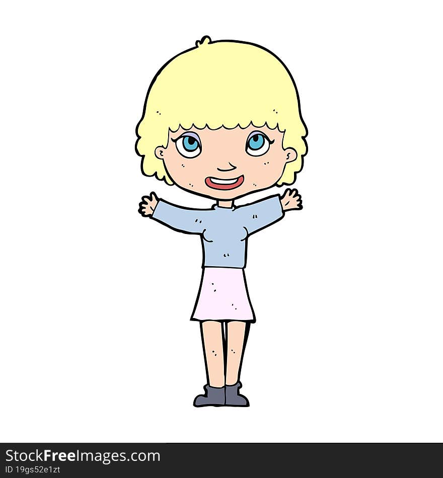 Cartoon Woman Waving