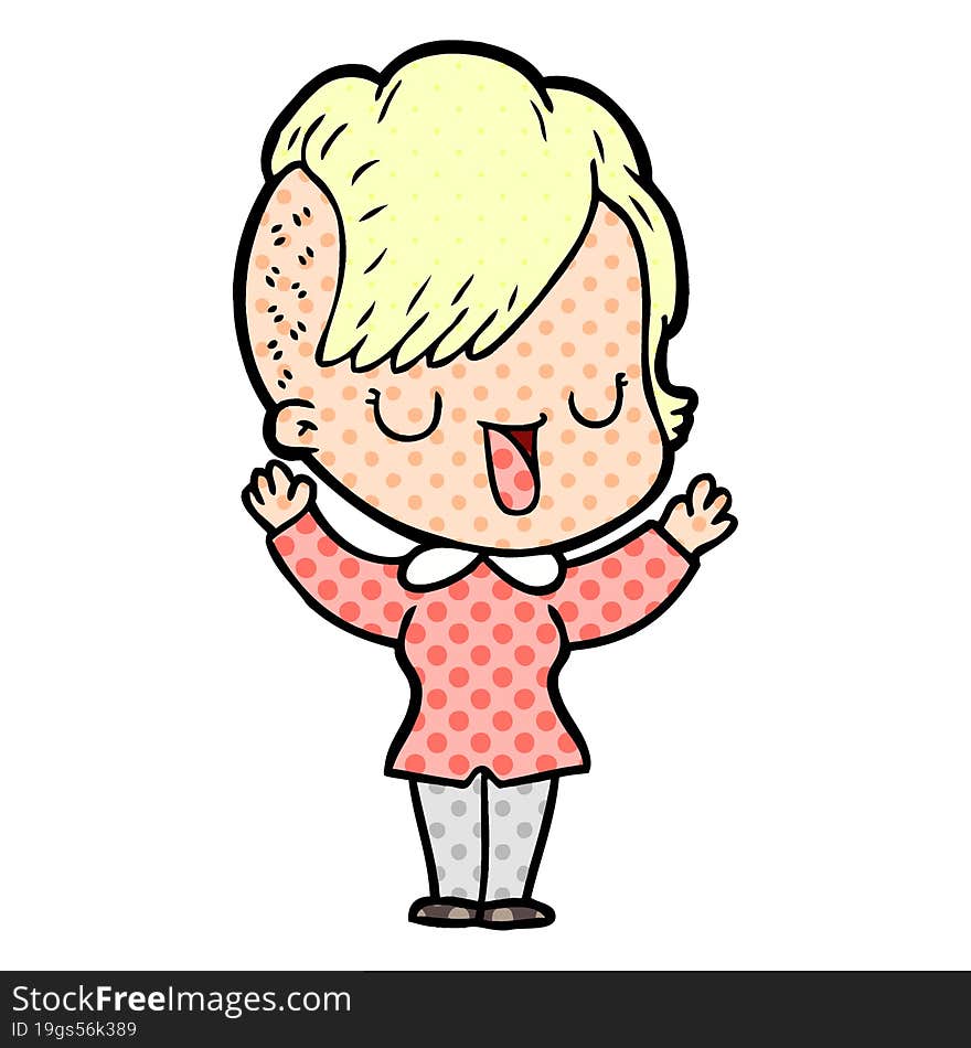 cute cartoon girl with hipster haircut. cute cartoon girl with hipster haircut