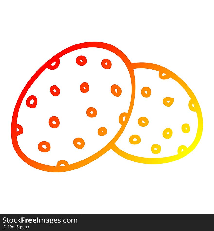 warm gradient line drawing cartoon cookies together