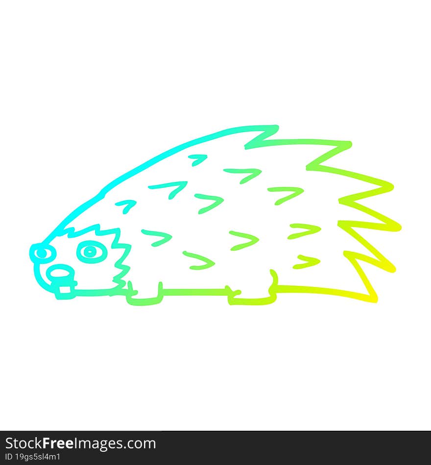 Cold Gradient Line Drawing Cartoon Spiky Hedgehog