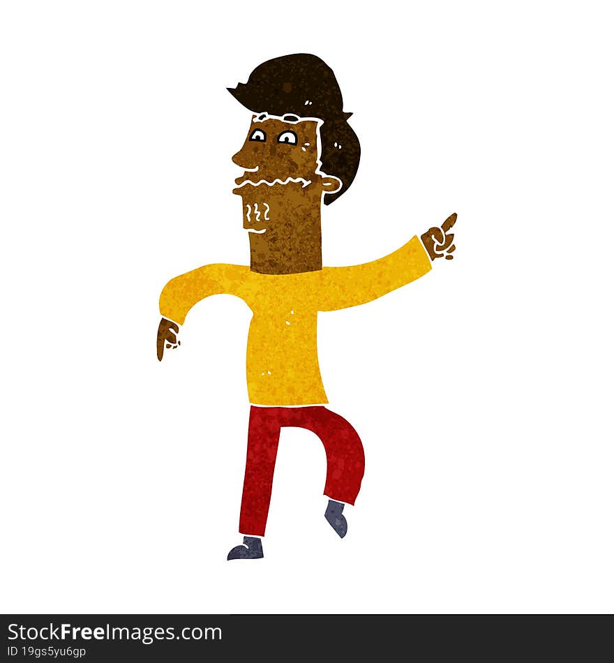 cartoon worried man pointing