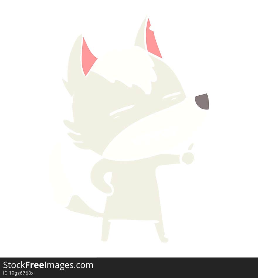 flat color style cartoon wolf showing teeth