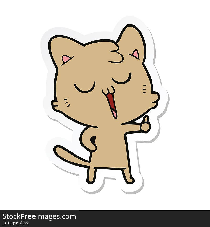 sticker of a cartoon cat singing