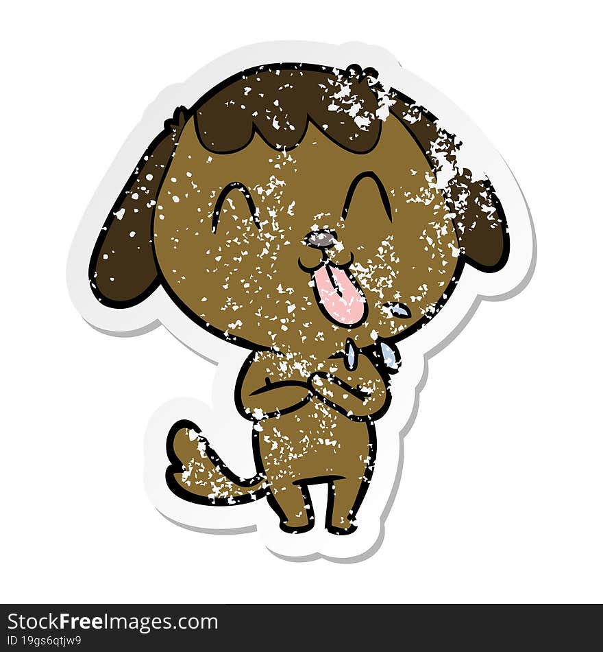 distressed sticker of a cute cartoon dog