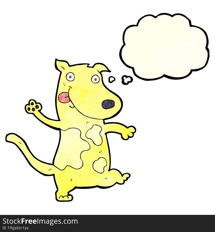 cartoon happy dog with thought bubble