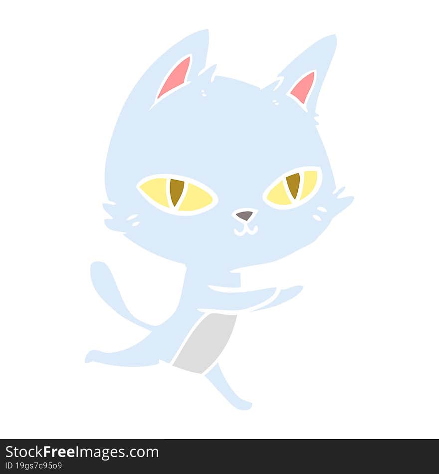 flat color style cartoon cat staring