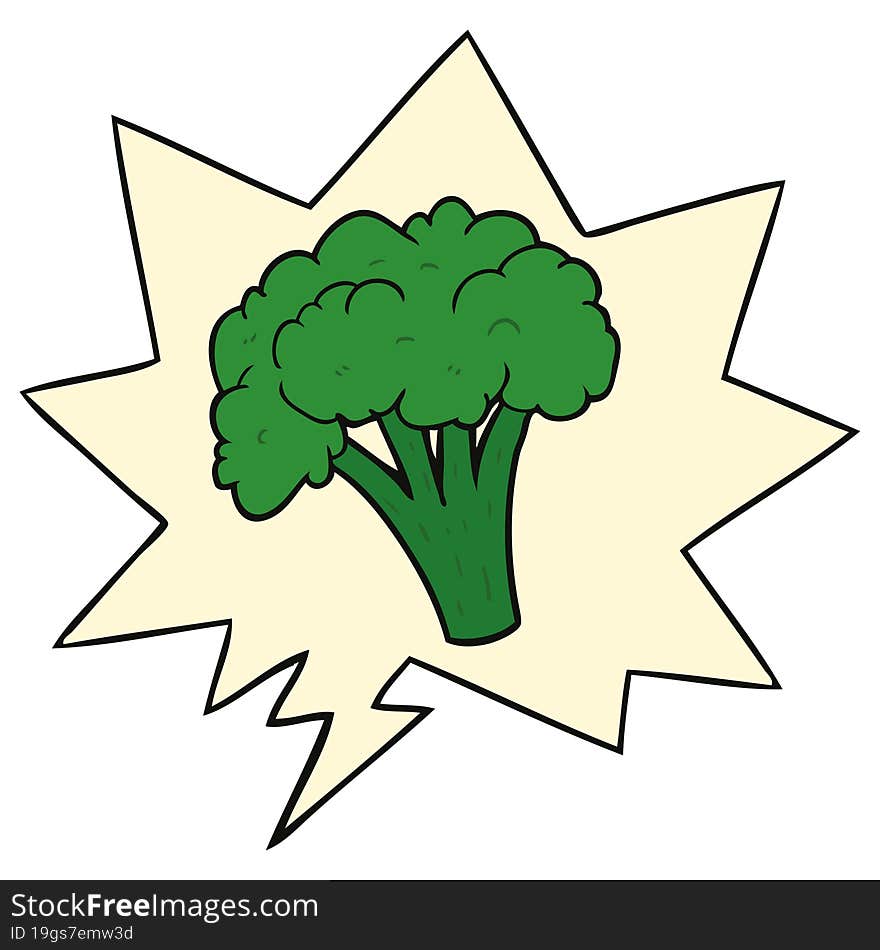 cartoon brocoli and speech bubble