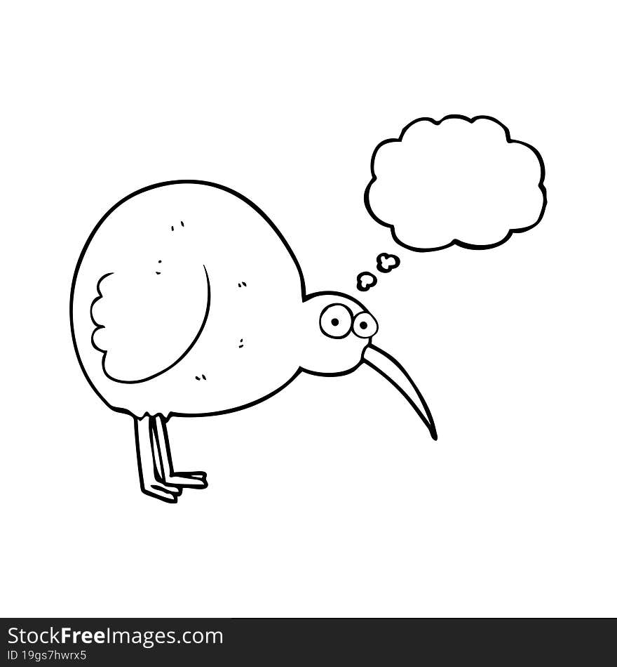 thought bubble cartoon kiwi bird