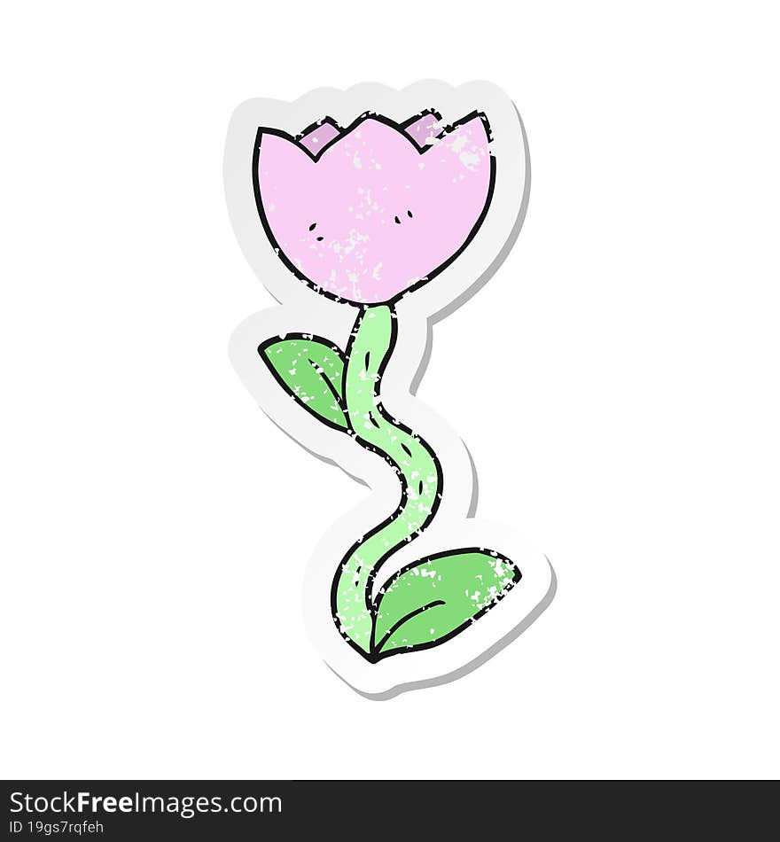 retro distressed sticker of a cartoon flower