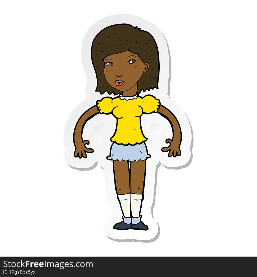 sticker of a cartoon woman looking sideways