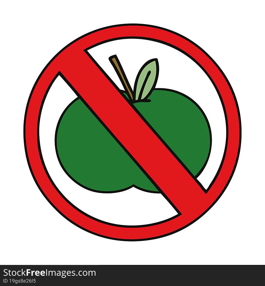 Cute Cartoon No Fruit Allowed Sign